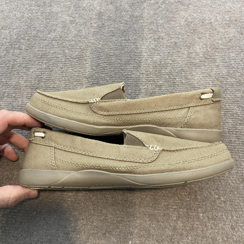 Crocs Shoes Womens Size 6 Beige Canvas Slip On Loafers Casual Flats 14391 - Picture 5 of 10